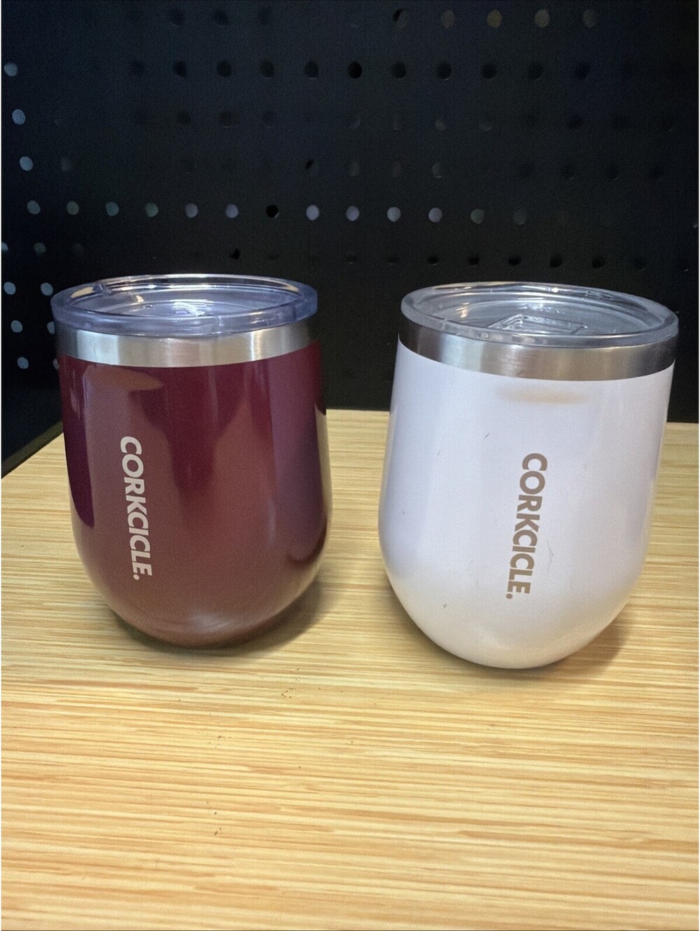 Corkcicle tumbler 12 oz * BEAUTIFUL Stemless, 3 cups 2 With Lids! White Purple *